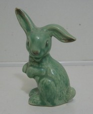 Bunny Figurine Green Pottery