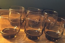 Vintage Set Of 6 Brown Glass Whisky Tumblers Circa 1970’s