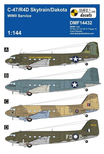 144 decals douglas c - decals:, c-47