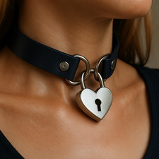 Heart Padlock Choker Bondage