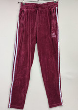 Adidas Originals Burgundy Velour Tracksuit Bottoms | Men's Small