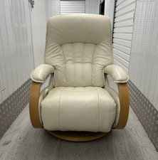 Himolla Mosel Maxi Cream Leather Recline & Swivel Chair Integrated Footrest