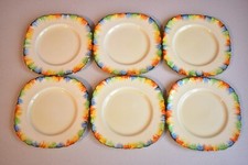 VINTAGE GRINDLEY CHAMELEON ART DECO HANDPAINTED TEA PLATES X 6