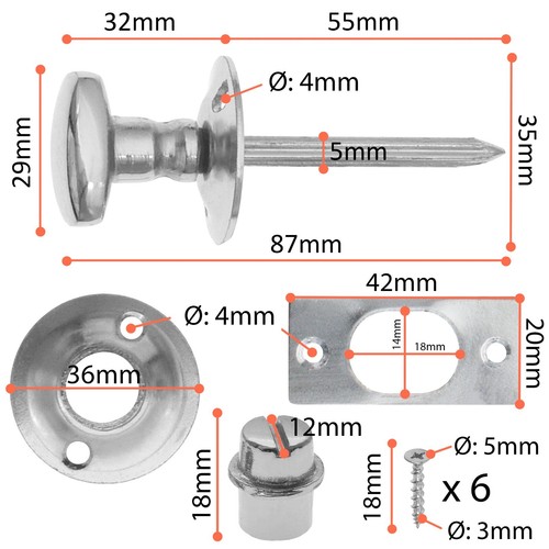 Privacy door bolt chrome thumb - door,