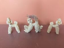 Vintage Flat Back 2 x Poodle & 1 x Poodle with two puppies with Glass Eyes