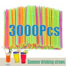 100 Neon Straws Flexible Bendy