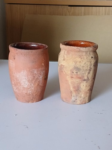 Old terracotta cream pots - 2,