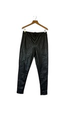 Marks And Spencer M&S Faux Leather Trousers Size 12 Dark Green Polyester Blend