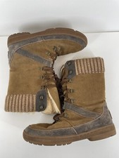 Bear Paw Serena Women's Brown Cow Suede Sheepskin Footbed Snow Boots Size 9