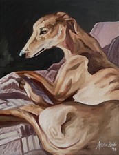Original Oil on Canvas - "Aloof" | Greyhound Portrait by Ariella Hobbs, 2025
