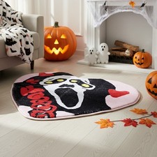 Halloween Bathroom Rugs Spooky Ghost Bath Mat Non-Slip for Gothic Bathroom Dec