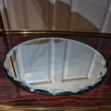Round Antique/Vintage Display Tray Plate Sorcerers Bevelled Fluted Mirror - 30cm