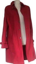 Vintage Four Seasons Trench Coat Women's Size M Red Colared Long-sleeved Pockets