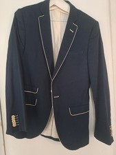 Mens Butler and Webb Navy  Blazer with off white piping & buttons XS slimfit
