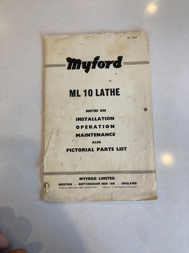 Ml10 lathe manual - ml10, operation