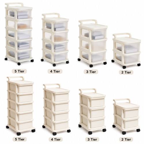 Plastic storage trolley - storage, drawer