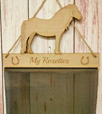 Fell Pony/Horse Rosette Holder Hanger 6mm Oak Veneer Fabric Mesh  