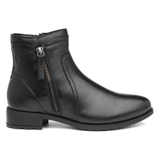 Hush Puppies Womens Boots Black Adults Ladies Ankle Leather Zip Up Scarlett SIZE