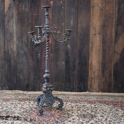 Antique cast iron candelabra - antique,