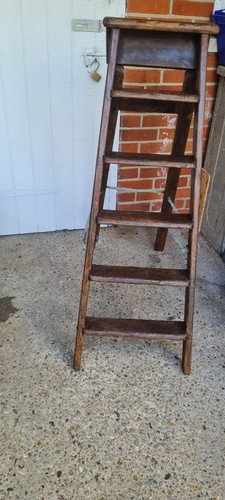 Vintage wooden steps dark oak - vintage,