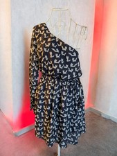 Pussycat London Navy Fox Print One Shoulder Mini Dress BNWT Size M UK