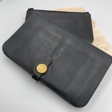HERMES Dogon Black Long Wallet