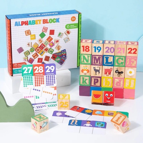 Wooden abc 123 block - wooden, 40