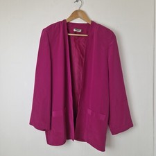 Jacques Vert Fuchsia Edge to Edge Open Blazer Front Pockets UK Size 14