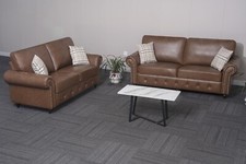 Oakland Leather  3+2 Seater  Sofa with High Back Cushions - 3 and 2 Seater Sofa