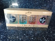 Shot Glasses By Drinking Partners Set of 4  Novelty Glasses Alcohol New & Boxed