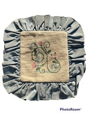 vintage  cushion cover Needlepoint  Hand Made design 30x30cm With Lace-049