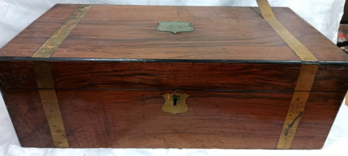 Victorian walnut writing slope - walnut,