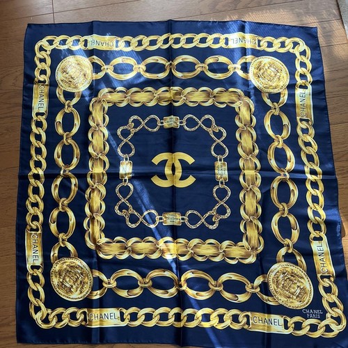 Chanel navy bandana scarf - scarf, gold