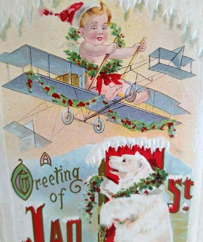 New years postcard polar - new,