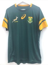 SOUTH AFRICA Home Rugby Shirt Asics Short Sleeve Green Mens Small S
