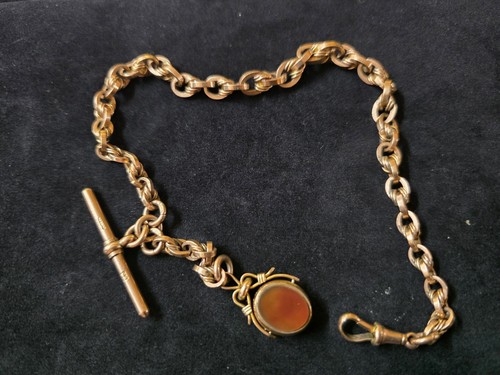 Lovely 9ct gold watch chain - gold,
