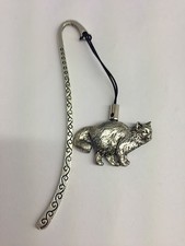 Birman Cat PP-C05 Pattern bookmark with cord 3D English pewter charm