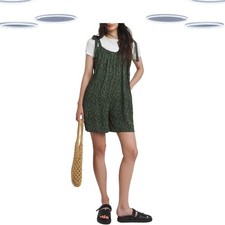 Ex Simply Be Women's Sleeveless Plus Size Crinkle Tie Strap Playsuit in Khaki