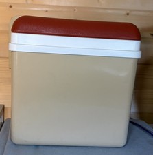 VTG 70/80s Hard Side Thermal Cool Box Camping Camper Festival Retro Orange/Beige
