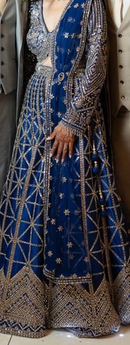 Raw silk blue lehenga
