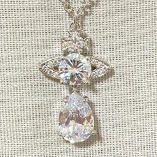 Vivienne Westwood Silver Ismene Drop Pendant Clear Crystal Orb Necklace N1477