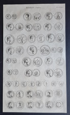 Antique 1789 print - Roman Coins - Camden's Britannia - Numismatics
