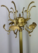 Coat Stand Vintage French Brass Marble Ornate Hall Tree Hanger Rack LOT 3920
