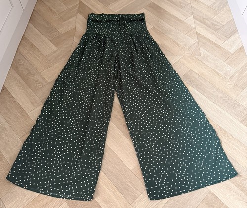Green polka dot wide leg - green,