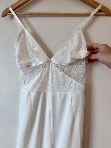White lace effect jumpsuit - white,