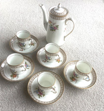 Antique Hancock's China 'Jewel' Coffee Cups, Saucers and Coffee Pot
