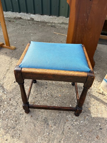 Vintage brown wooden footstool - vintage,