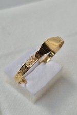 Gold-plated 925 Sterling Silver Heart & Flower ID Expander Baby Bangle(1-3years)