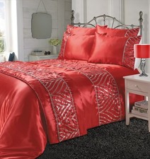 Luxury Satin Sequin Diamante Duvet Cover Set + Pillowcases Sparkle Bedding