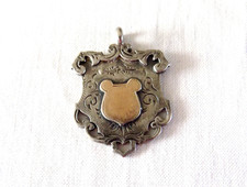 Vintage Silver Fob Medal with Gold Overlay English Hallmarks 1909 Not Engraved